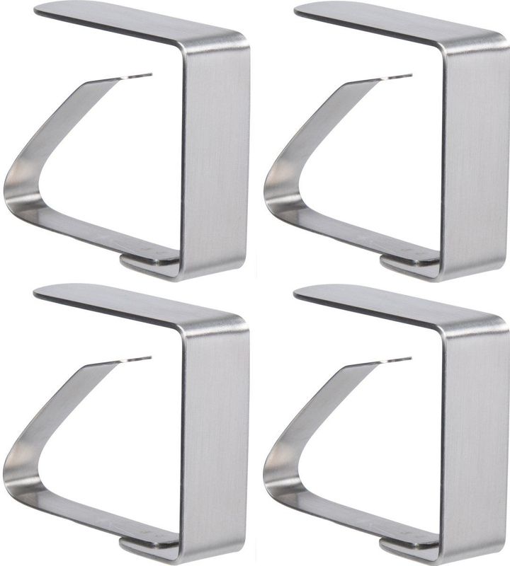 Tafelkleed klemmen - 4x stuks - RVS metaal - 5 x 4 cm - zilver