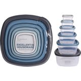 Excellent Houseware Voorraaddozen 6-delig Blauw/Grijs/Transparant