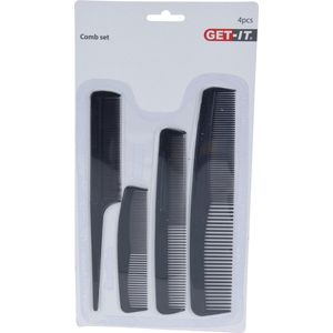 Haar Kammenset - Zwart - Kunststof - 4 Delig