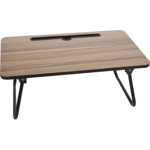 Dienblad - Uitklapbare Pootjes - Zwart Metaal - Ontbijt op Bed - MDF - 52x30x22 cm