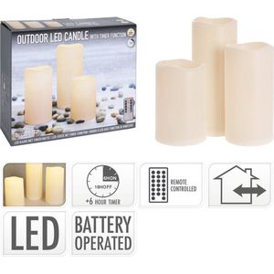 LED Kaarsen - 3 Stuks - Met Timer - Geschikt Voor Buiten