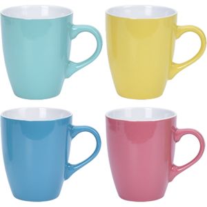 Excellent Houseware koffie/thee mokken - 4x - aardewerk - 340 ml