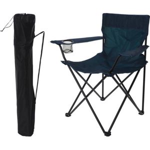 REDCLIFFS Opvouwbare Campingstoel - Donkerblauw - 600D Polyester - Inclusief Bekerhouder
