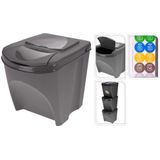 Recycling Waste Bin Sortibox Black (3 x 25 l)