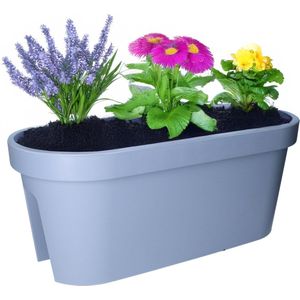Balkon plantenpot/bloempot - blauw - 60 x 25 cm - kunststof