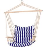 Pro Garden Hangstoel - Hammock - Schommelstoel - voor 1 Persoon - 50x45x100cm - Marine blauw/ Wit