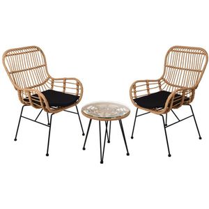 Pro Garden 3-Delig Rotan Tuinset - 2 stoelen en tafel - Trend 2024