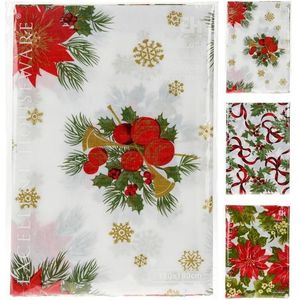 Excellent Houseware Tafelkleed Kerst - Tafellaken - Flanel 130X180cm (1 stuk) assorti - Rood Wit