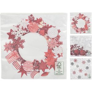 Kerst servetten 33x33 cm 20 sts 3Ass