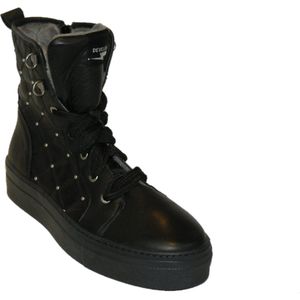 Develab - Hoge Schoen - Zwart - Leder en Fleece - Met Rits en Veters