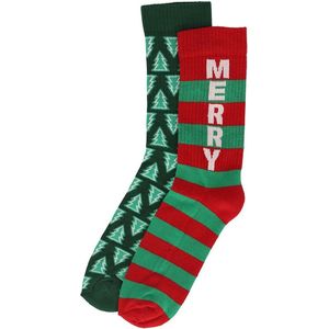 Kerstsokken - Green / Rood - Sportsokken - 2-Pack - Unisex