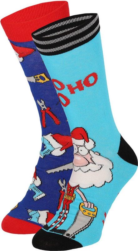 Apollo - Foute Kerstsokken - 2-Pack - Santa Claus / Tools - 75% Katoen