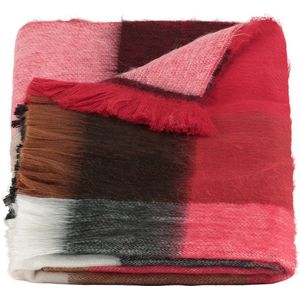 Sjaal/Omslagdoek Geblokt Rood, Zwart, Naturals - Alpaca Wol