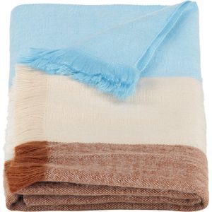 Sjaal/Omslagdoek Gestreept Sky Blue & Naturals - Alpaca Wol