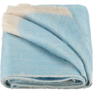 Sjaal/Omslagdoek Dubbelzijdig Sky Blue & Beige - Alpaca Wol