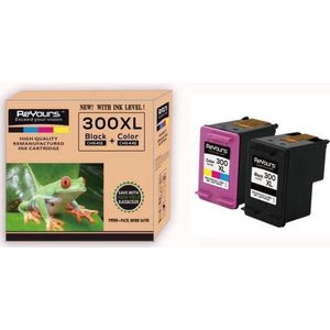 ReYours® Inktcartridge Alternatief HP300 en HP300XL - HP 300XL 300XL - Zwart CC641EE en Kleur CC644EE - 1 set met Chip