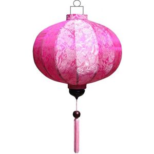Roze zijden Chinese lampion lamp rond - G-PK-45-S