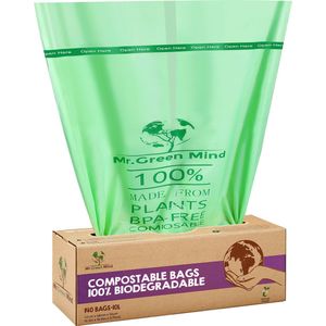 Biozakken 10 liter 140 stuks biologisch afbreekbare afvalzakken – 43 x 46 cm - 100% composteerbare vuilniszakken - Incl. dispenser - gft afvalzakken