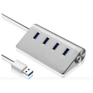 USB Hub 3.0 | 4 Poort | Zilver | Aluminium | Usb-hubs