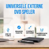 Strex Externe DVD Speler en Brander - CD/DVD - Plug & Play - USB 3.0 DVD Speler - Geschikt voor Wind