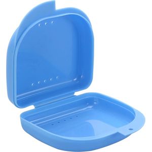 Beugelbakje - Gebitsbakje - Retainer Case - Mond Guard Case - Orthodontische Prothese Opslag - Container - Met Air Vent Gaten - Blauw