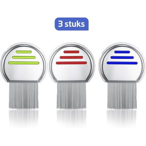 Hoge Kwaliteit Luizenkammen - 3 Stuks – Beste Oplossing Tegen Luizen – Extra Voordelige Set – Hoogwaardige Luizenkam – Anti Luizen – Rood, Blauw & Groen