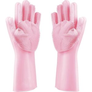 Siliconen Schoonmaak Handschoenen – Huishoudhandschoenen - Poetshandschoenen - Huishoudaccessoires - Roze