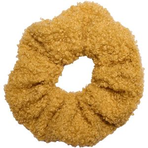 Lajetti - Scrunchie Teddy Okergeel Extra Vol en Luxe - Haarwokkel Haarelastiek