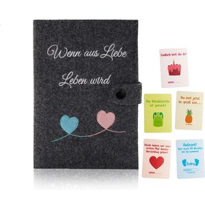 Little Moonshine® Paspoorthoes van Vilt (Donkergrijs) - Duurzame Hoes voor het Moederschapspaspoort - Ruimte voor Foto's en Kaarten - Ideale Metgezel voor Zwangere Vrouwen