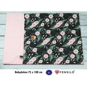 Babydekbed Babydeken - Baby dekbed - Dubbelzijdig dekbed met kussen -100cmx75cm- Plat kussen voor baby's – Zwart – Roze – WiegDeken- Ledikantdeken