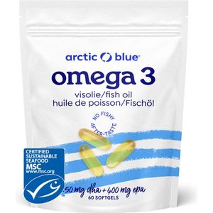 Arctic Blue - Omega 3 Visolie Capsules - 250 mg DHA + 400 mg EPA - 60 Doseringen - MSC Keurmerk