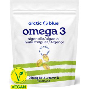 Arctic Blue - Omega 3 Algenolie Capsules - 250 mg DHA - Met Vit D - 90 doseringen - Vegan Keurmerk