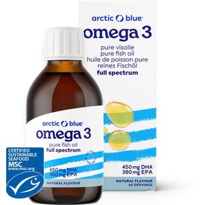 Arctic Blue - Omega 3 Visolie - 450 mg DHA + 380 mg EPA - Naturel - 60 doseringen - MSC Keurmerk