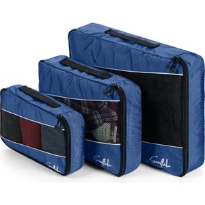 Sunflake Packing Cubes Set - 3 stuks - Geschikt voor Handbagage, Backpack & Koffer - Donkerblauw