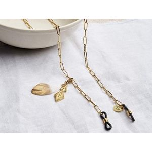Zonnebrilkoord Goud - Gouden schakel ketting – Wit-goud Veer - Brillenkoordje Goud | SUNNY CORDS