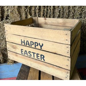 Fruitkist - Happy Easter (Set van drie gebruikte kisten) DecoLis Leuk als paasdecoratie