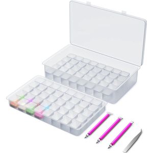 Rubye® Diamond Painting Opbergdoos - Sorteerdoos - Diamond Painting Volwassenen - Pennen - Pincet - Opbergbox 84 Vakjes