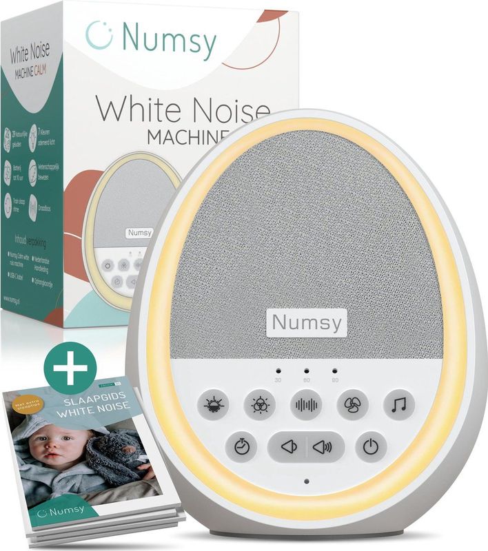 Numsy - Calm White Noise Machine - Witte Ruis Machine - Draadloos - Inclusief 29 Natuurlijke Geluiden