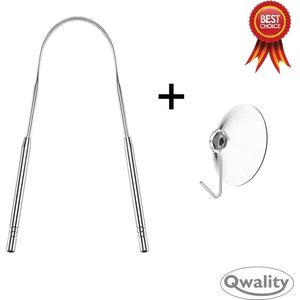 Tongschraper - Incl Zuignap Haakje – Tong reiniger – Mondverzorging - Tong Schoonmaak - Qwality4u