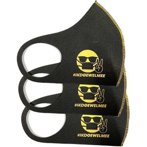 SafeSave zwarte modieuze wasbaar mondkapje- Herbruikbaar en wasbaar design mondkapjes - 100% neopreen waterdicht materiaal- niet medisch masker- Unisex dames en heren maskers- ov verplicht mondkapjes kopen en bestellen- per 3 stuks verpakt