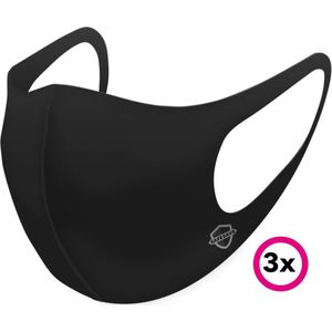 SAFESAVE mondkapjes wasbaar en herbruikbaar geen wegwerp - 100% neopreen gesteriliseerd Mondkapje - Mondmasker - Face mask-Unisex dames/heren gezichtsmasker-Volwassen boven 13 jaar- EN14683:2019 Gecertificeerd - 3 Stuks - Zwart