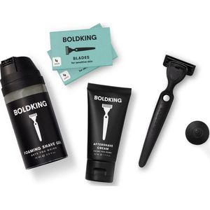 Boldking The Start Pack XL voor gevoelige huid - houder + 2x4 mesjes + Foaming Shave Gel + Aftershave Cream