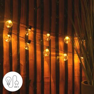 JPro Frigus 50 Warm Wit LED Lichtsnoer Buiten op Netstroom 7,5 meter Tuinverlichting - Buiten Lichtslinger Waterdicht en Energiezuinig - 50 LED Lampen Tuin Verlichting Met Stekker - 7,5+2m - ø5cm