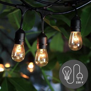 JPro Big 15 LED Lichtsnoer Buiten 13,5 meter Tuinverlichting met Warm Wit Licht - Buiten Lichtslinger op Netstroom - Waterdicht en Energiezuinig - 15 LED Lampen Tuin Verlichting met Stekker - 13,5+2m