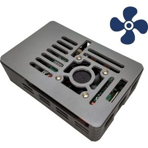 Raspberry Pi 4 behuizing met koelblokjes en met ventilator