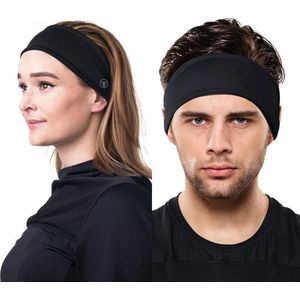 Fit Evolve® Sport Hoofdband dames en heren - Haarband - Zweetband hoofd - Sporthaarband - Zwart
