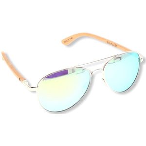 BEINGBAR Eyewear ""Model 4"" Sustainable Bamboo Sunglasses Green Mirror