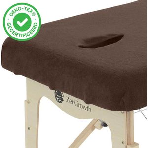 ZenGrowth - Badstof Hoeslaken Massagetafel - Chocoladebruin - 280 gram/m2 - Met Uitsparing - Geschikt voor Massagetafels 180-185 cm