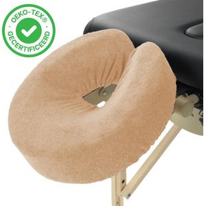 ZenGrowth - Badstof Hoofdsteunhoesje - Lichtbruin - Massagetafel - 280 gram/m2 dikte - Elastisch - Hygiënisch