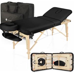 ZenGrowth - Nimman - Massagetafel - Zwart - 19kg - Beukenhout - PU-Leer